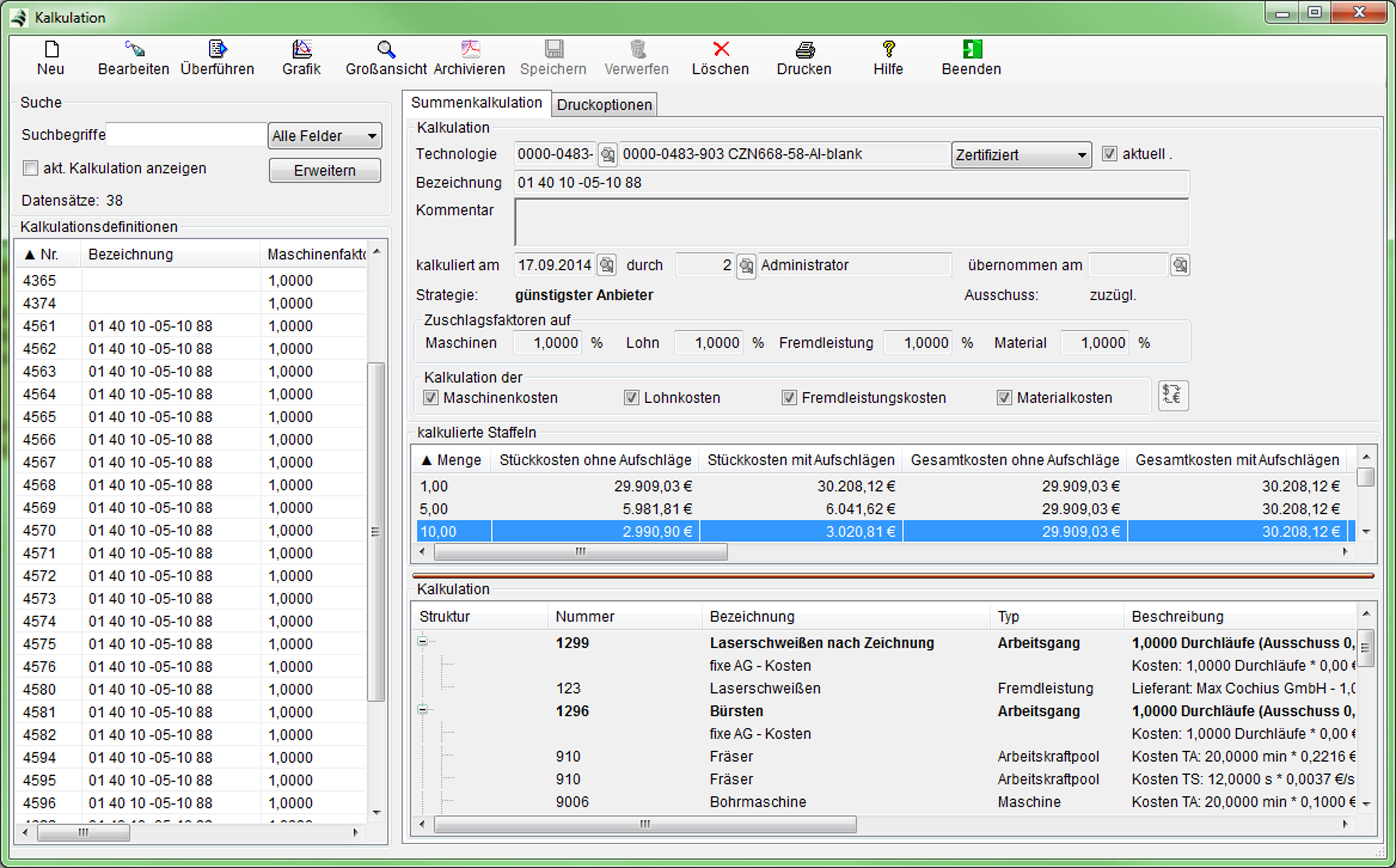 Vue d'ensemble Costing